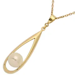 MIKIMOTO ミキモト シンプルライン 幾何学モチーフ･アコヤ真珠/パール ネックレス･ペンダント/K14YG/585-3.6g/プレゼント【♀】【S】【レディース】★■587979【中古】