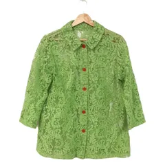 machiko jinto(マチコジント) 七分袖シャツブラウス サイズM レディース美品  - ライトグリーン レース