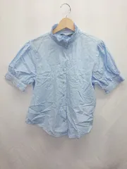 ◇ Θ ZARA ザラ 五分袖 シャツ サイズM ライトブルー レディース E  【1506180008779】