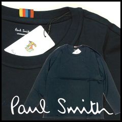 新品 ポールスミス 長袖カットソー LL(XL) 紺 アーティストストライプタブ ロゴ刺繍 うす手 ロンTシャツ Paul Smith メンズ