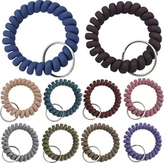 fogman キーホルダー キーバンド コイルブレスレット ロッカー サウナ 手首 色ランダム 10個セット(マルチカラー)