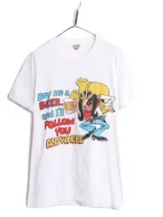 【お得なクーポン配布中!】 80s USA製 ジョーク イラスト プリント Tシャツ メンズ L 小さめ M 80年代 ヴィンテージ メッセージ アート キャラクター シングルステッチ