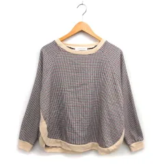 アズノウアズ as know as plus ニット セーター リブ ラグランスリーブ ワイド ラウンドヘム チェック 長袖 F ベージュ /NT31