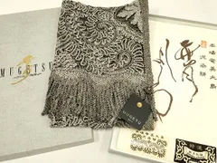 袋帯（無月・落款・全通・正絹） 袋帯 美品 名品 無月 落款 幾何学 箔 黒 全通 正絹 【中古