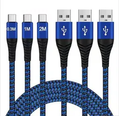 【3本セット】USB C ケーブル 急速充電スマホ 高耐久 高速データ転送対応 ナイロン編み 断線防止 柔軟性あり iPhone 17/16/15 30cm 1m 2m