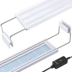 FEDOURフルスペクトル水槽照明LEDライト：タイマー付き 30㎝40㎝60㎝の高輝度水槽ライト、伸縮可能なブラケット付き、水草育成/水槽照明用ランプ