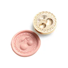 【数量限定】WXVOVXW シーリングスタンプ ヘッド ワックスシールスタンプ シーリングワックス スタンプ 交換真鍮ヘッド (ギンガムのさくらんぼ)