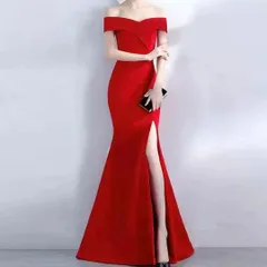 オフショルダー マーメイドイブニングドレス?.?