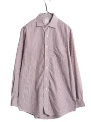 【お得なクーポン配布中!】 ブルックスブラザーズ ストライプ 長袖 シャツ メンズ M 程 BROOKS BROTHERS 346 ワイシャツ ノーアイロン コットン ポケット付き ツートン