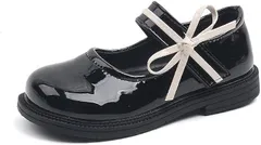 JOMISS フォーマルシューズ 女の子 ドレスシューズ フォーマル靴 パンプス ローファー 履脱簡単 マジック式 発表会 結婚式 卒業式 卒園式 FK-10(ブラック,  19.0 cm E)