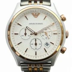 エンポリオアルマーニ EMPORIO ARMANI ZETA 腕時計 ウォッチ クォーツ デイト カレンダー付き 白文字盤 ロゴ クロノグラフ シルバー色 ゴールド色 AR-1998 ■GY18 /MQ