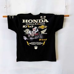 パンディエスタ＆HONDAコラボ　半袖Tシャツ　　黒　XL　T-shirt with embroidered panda on a motorcycle