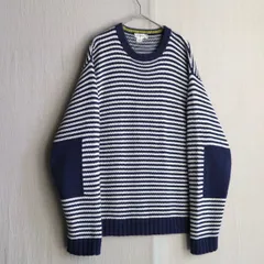 90s J.CREW コットン ニット セーター / M ネイビー ホワイト ボーダー USA ビンテージ K5-01042-9519