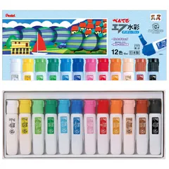 【在庫セール】ぺんてる 絵の具 エフ水彩 WFC2-12 ポリチューブ入り 12色のサムネイル