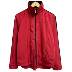 NIKE ナイキ トラックジャケット ジャージ ワンポイントロゴ 刺繍 フルジップ ポケット付き 赤×黒 Mサイズ No.H556