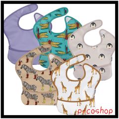 [GLLQUEN BABY] 食事エプロン 離乳食エプロン 保育園エプロン 5点セット ベビー 子供 汚れ防止 フリーサイズ 防水 洗濯機可能 調節可能 BPAとフタル酸塩なし 旅行に最適 防水お食事エプロンのサムネイル