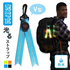 LED ストラップ USB USB充電式 充電式 光る 4色選べる ランニング 反射 夜 夜間 ジョギング 散歩 ウォーキング 安全 マーカー リフレクター キーホルダー カラビナ 防犯グッズ 目立つ 交通安全 夜間反射 反射スト