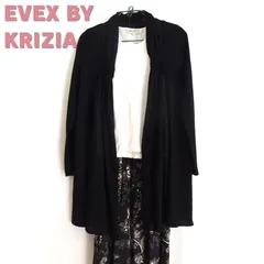 【Fashion】レディス　EVEX by Krizia クリツィア ラメ入り 春夏ニット 羽織風 ロングカーディガン サイズ 42 /黒 ブラック/レディース/日本製