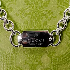 希少極美品 グッチ ラージチェーン ロゴプレートタグ ネックレス25-1024S