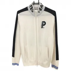 ★SALE価格★【美品】パーリーゲイツ ニットブルゾン アイボリー×ネイビー ウール100% ダブルジップ メンズ 4(M) ゴルフウェア PEARLY GATES