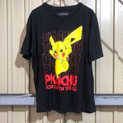 381 PoKeMoN プリントTシャツ ポケモン L ブラック 夏 プルオーバー ピカチュウ キャラクター 古着卸 アメリカ仕入