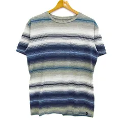 アメリカンイーグル 半袖Ｔシャツ トップス ボーダー柄 クラシックフィット メンズ Mサイズ グレー×紺 American Eagle 【中古】