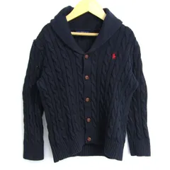 ポロラルフローレン カーディガン トップス長袖ショールカラーケーブルニット キッズ 男の子用 6サイズ 紺 POLO RALPH LAUREN 【中古】
