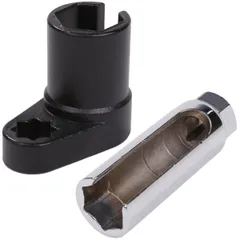 【迅速発送】ルボナリエ O2センサー 22mm レンチ ソケット 2個 工具セット ソケットレンチ ソケットホルダー スリット 取り外し工具 (ブラック シルバー)