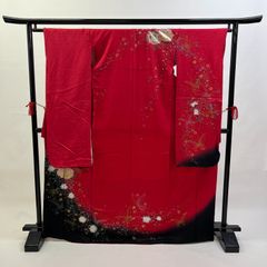 中振袖 振袖 正絹 中古品 赤 赤色  3S610 HACX696