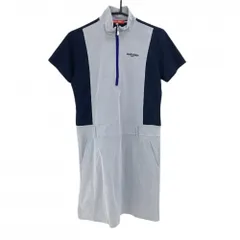 【超美品】マリクレールスポール 半袖ハイネックワンピース ネイビー×白  レディース L ゴルフウェア marie claire