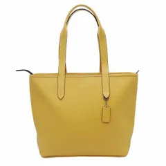 極美品 コーチ COACH C9876 サリバン トートバッグ ハンドバッグ リファインド ペブル カウレザー シボ革 ロゴ 型押し チャーム A4サイズ収納可 大容量 肩掛け 手提げ 手持ち カバン 鞄 黄 イエロー レディース メンズ ☆G86