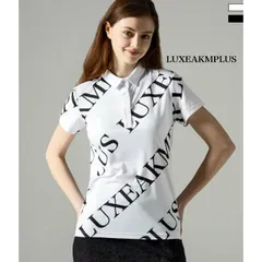 LUXEAKMPLUS リュクスエイケイエムプラス 総柄半袖ポロシャツ レディース 女性 スポーツ カジュアル ゴルフ GOLF ロゴ
