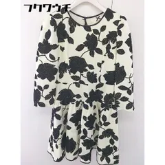 ◇ Supreme.La.La. シュープリームララ 総柄 七分袖 ミニ ワンピース サイズM オフホワイト ブラック レディース  【中古】 【1112010022350】