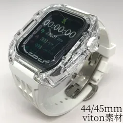 GimelZayin　ホワイト★アップルウォッチ ラバーベルト カバー　クリア　ケース 44mm 45mm 4 5 6 7 8 se スポーツ メンズ レディース Apple Watch バンド