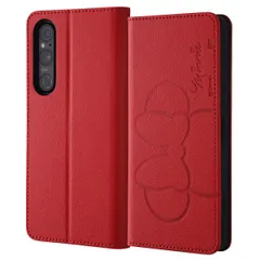 Xperia 1 V 『ディズニーキャラクター』/耐衝撃 手帳型レザーケース シンプル/ミニーマウス