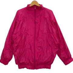 90's PUMA/90年代 プーマ ナイロンジャケット ブルゾン ライトアウター ワンポイント刺繡 オーバーサイズ ビッグシルエット TAIWAN製 メンズ 36 ピンク
