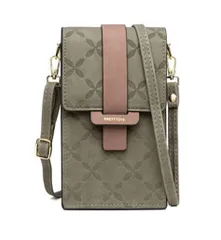 スマホポーチ ショルダー レディース 財布 サコッシュ 縦型 がま口 バッグ お財布ショルダー 携帯 軽量 肩掛け 斜めがけ スマホ収納 携帯ポーチ ショルダーバッグ お財布ポシェット 母の日 チェーン チャムス デニム ナイロン 布 ねこ  [モスグリーン]