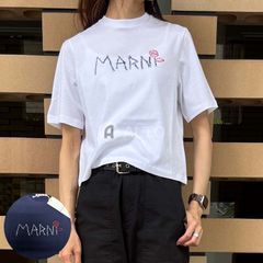 ☆2025春夏物モデル☆MARNI KIDS マルニ キッズ M01444 M00V4 半袖 ロゴ刺繍 Tシャツ レディース ガールズ 大人もOK ★選べる3カラー★ホワイト・ネイビー