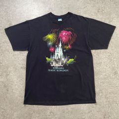 90s.ディズニー マジックキングダム シンデレラ城 Tシャツ ネイビー XL【ST214】