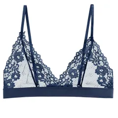 ノンワイヤーブラ 三角ブラ 総レース レディース ホック付き 花柄 シースルー セクシー ナイトブラ 薄手 ノンパッド 肩紐調節 透け感 黒 白 赤 紺 br-002