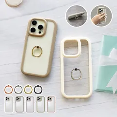 スマホケース ハード iPhoneケース【くすみフレームケース×スマホリング】273