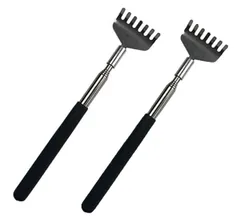 【数量限定】背中かき棒 バックスクラッチャー ステンレス製 携帯 長さ調節(約):20~68cm 伸縮自在 (２個入り) 孫の手