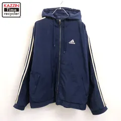 90s vintage adidas 中綿 フード付き ナイロンジャケット メンズ XL~サイズ相当 ビッグサイズ オーバーサイズ