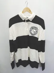 ◇ ⊇ H&M エイチアンドエム ボーダー 長袖 ニット ポロセーター サイズEUR L US L ブラック ホワイト系 メンズ P  【1409090027031】