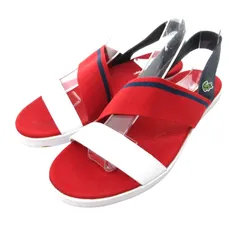ラコステ LACOSTE トリコロール サンダル ミュール ゴムストラップ バイカラー 赤 レッド 白 ホワイト 約23cm ■GY17のサムネイル