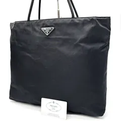 ✨良品✨ PRADA プラダ 肩掛けトートバッグ ハンドバッグ 三角ロゴプレート A4収納 大容量 シルバー金具 総柄 白タグ テスートナイロン 肩掛け ブラック 黒色