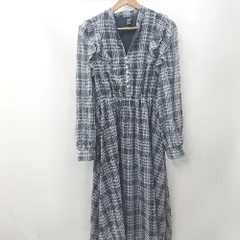 ◇ ⊇ FRIFUL 総柄 長袖 膝下丈 ワンピース サイズL ネイビー系 レディース E  【1506130010104】