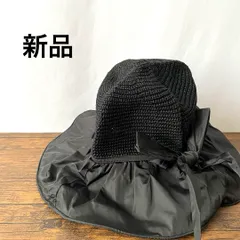 新品 未使用 黒 ブラック 帽子 つば リボン レディース 婦人　日除け