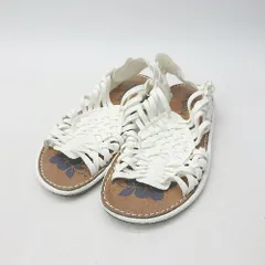 ◇ ⊂ kilakila キラキラ フラット 編み込み メッシュサンダル サイズS ホワイト レディース E  【1503310001419】