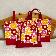 入園入学準備グッズ♡3点セット♡北欧花柄✖️ミント♡フリル - メルカリ